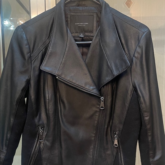 Marc New York Women's Sleek Black Leather Jacket - Picture 1 of 14